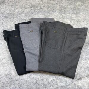 3 Vintage 90s Wrangler Dress Pants Men's 38x39 Dacron Polyester‎ Black Gold Tab